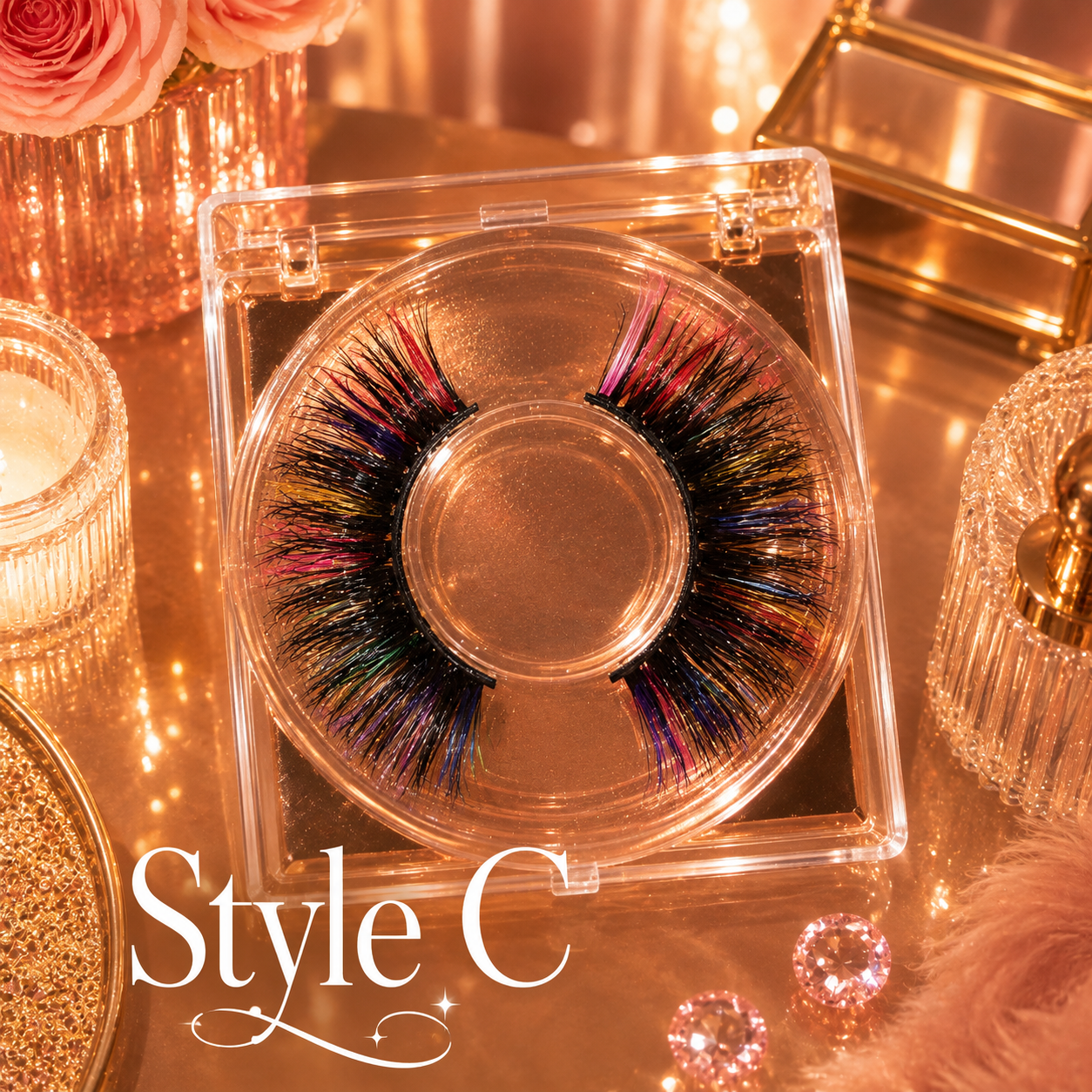 Rainbow Glitter Faux Mink Lashes